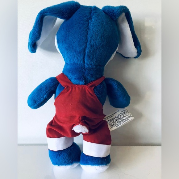 Kinder Surprise Bunny Rabbit Plush Blue & White 10”Embroidered Green /Black Eyes - Picture 5 of 6